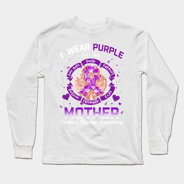 I Wear Purple For My Mother Crohn's Disease Awareness Long Sleeve T-Shirt by thavylanita